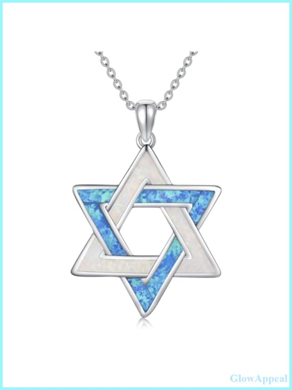Sterling Silver Star of David Opal Pendant Necklace 20" Jewish Gift